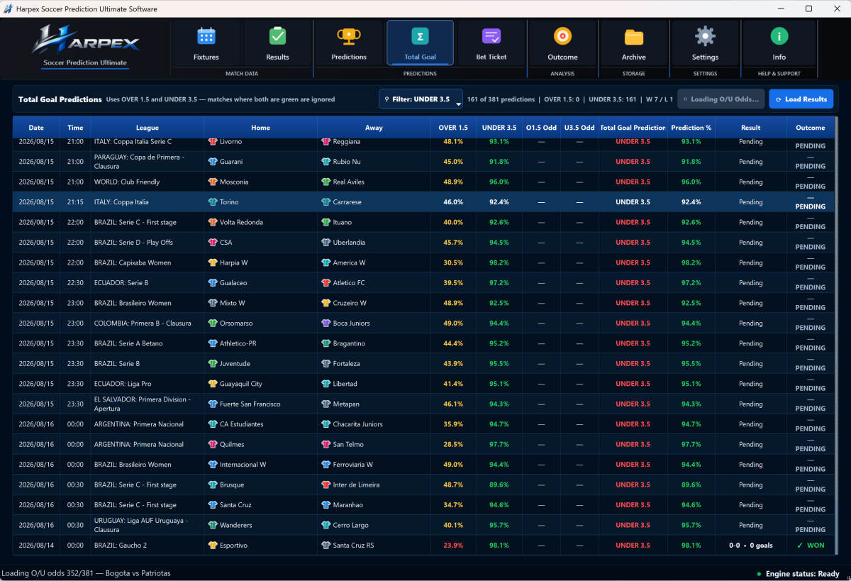 Harpex Soccer Prediction Software